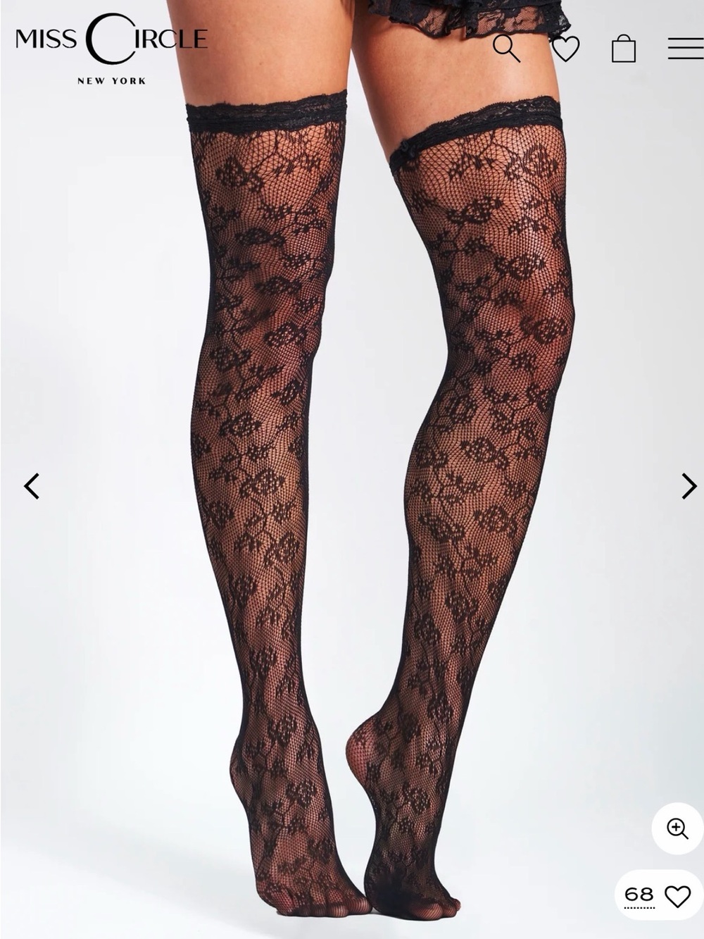 Miss Circle Black Floral Lace Thigh-High Stockings